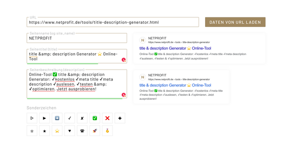 title & description Generator Screenshot