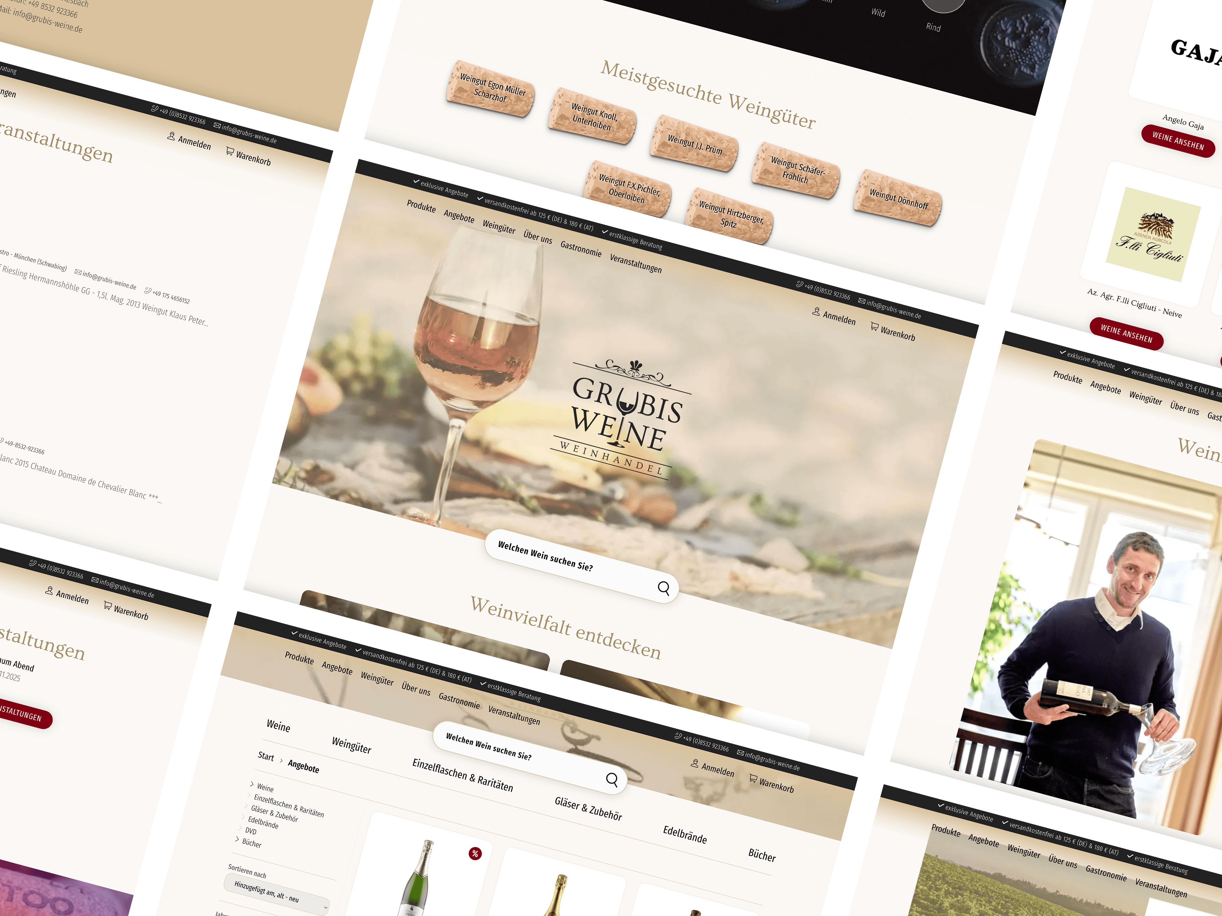 Gestaltungselemente Webdesign Grubis Weine