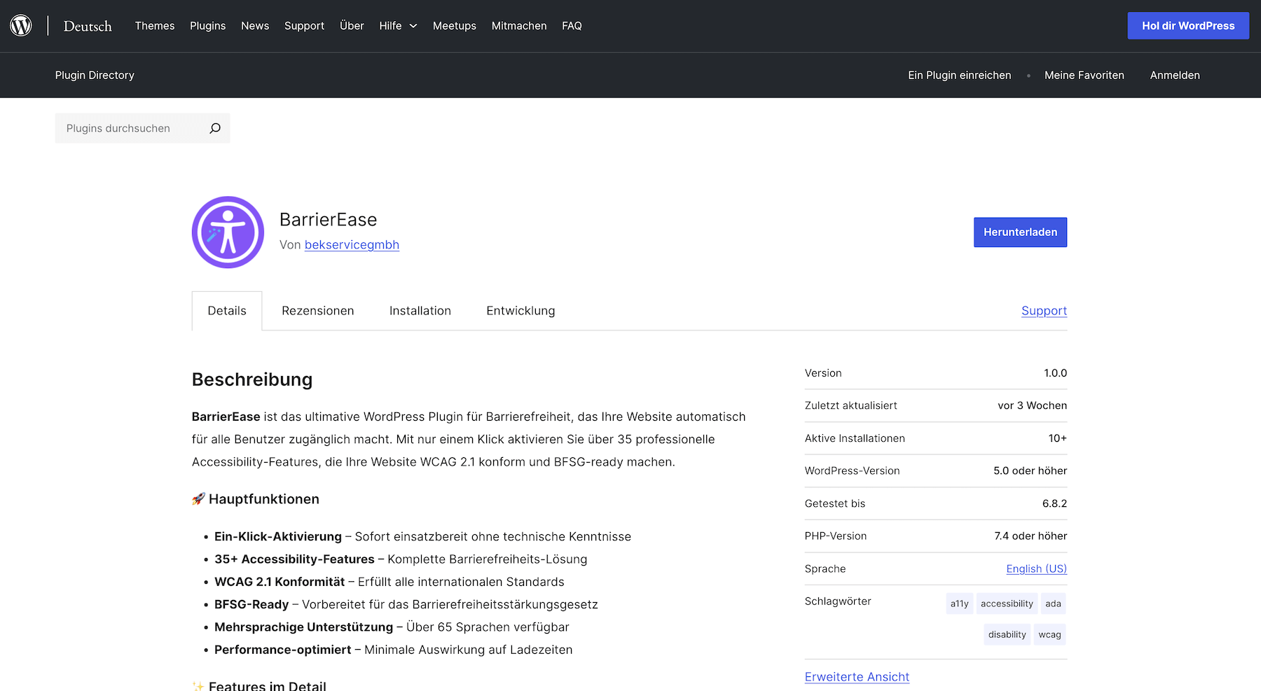 WordPress Plugin für Barrierefreiheit