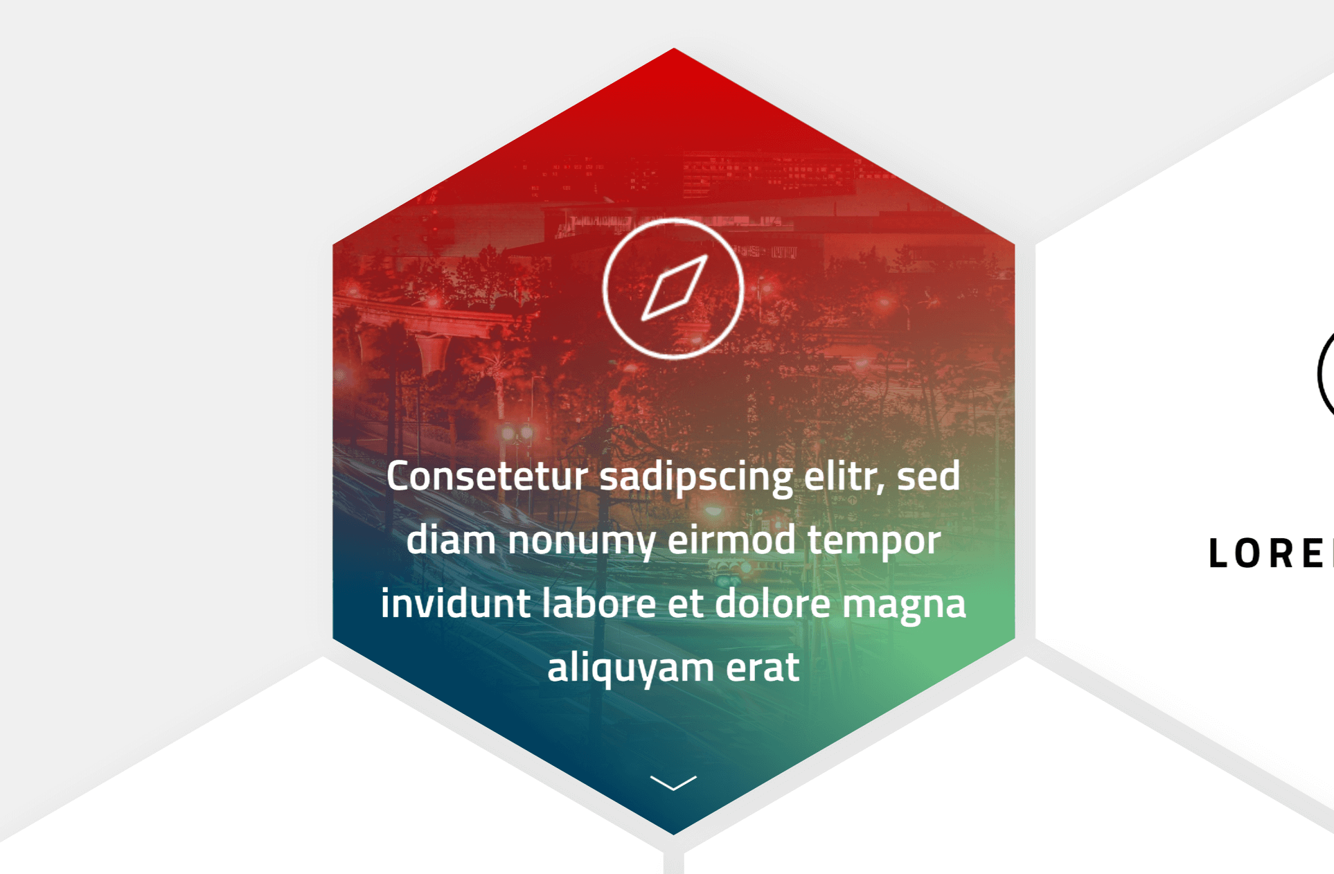 Textfluss im Hexagon mit Icon
