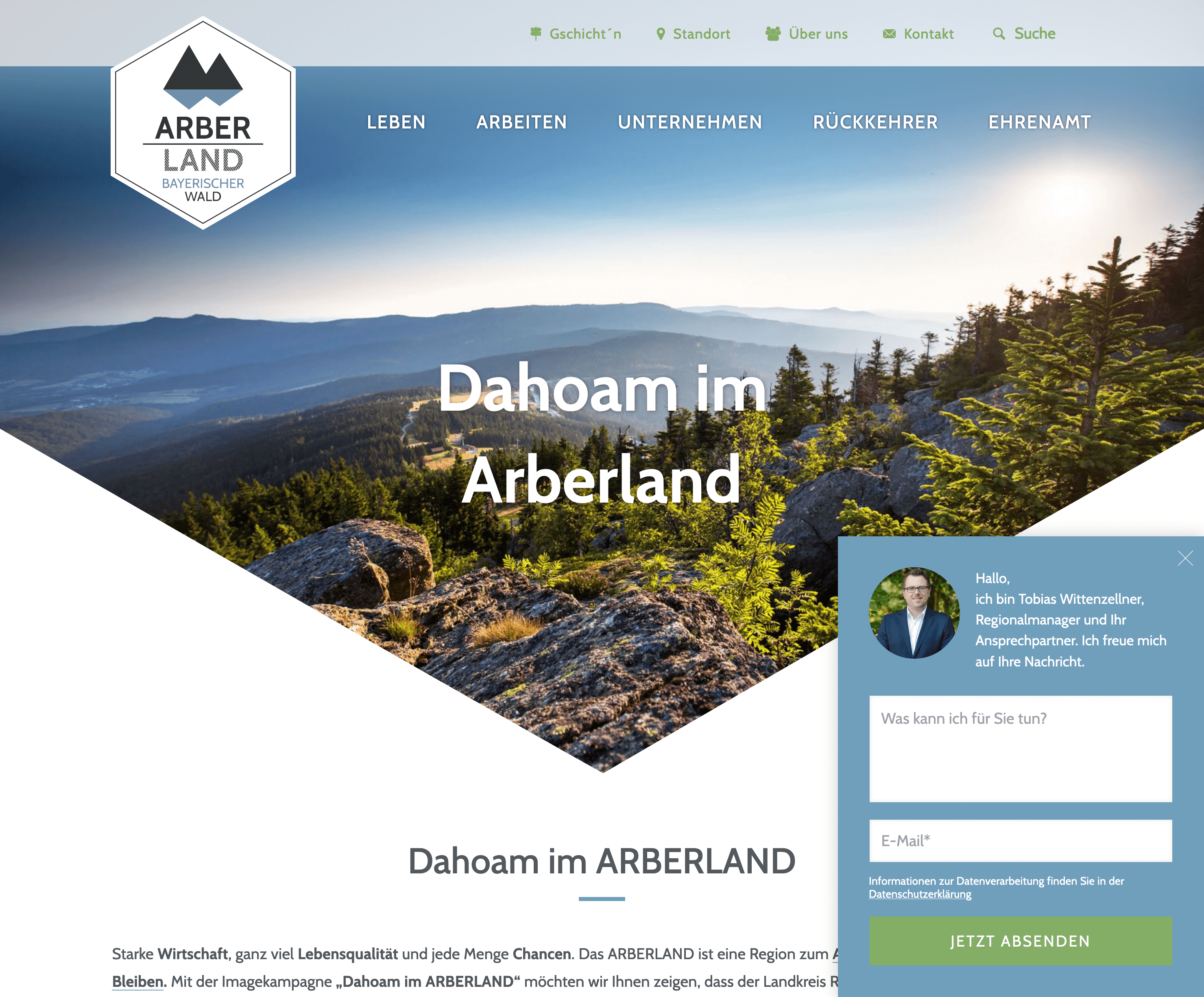 Beispiel für ein Kontakt-Pop-up